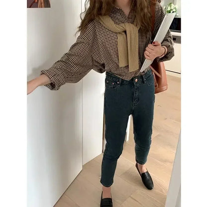 Fashion Casual Women's Plaid Shirt Autumn New Boutique Ladies Blouse and Tops Female Long Sleeve Blouses Clothes