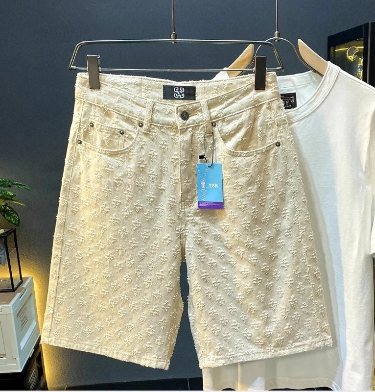 Sommer Schwarz Gewaschene Denim Shorts männer Jeans Shorts Designer High Street Fashion Lose Firt Gerade Bein Männliche Fünfte Hosen.