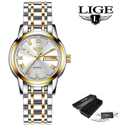 LIGE 2025 New Gold Watch Women Watches Ladies Creative Steel Women's Bracelet Watches Female Waterproof Clock Relogio Feminino.