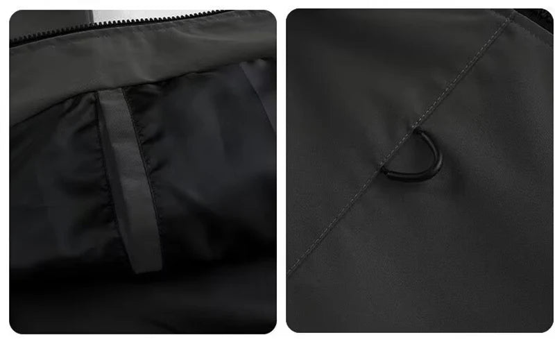 Outdoor Windbreaker Hooded Jacket Men Softshell Zip Up Windproof Waterproof Mountain Skiing Hiking Camping Jacket Autumn Coats