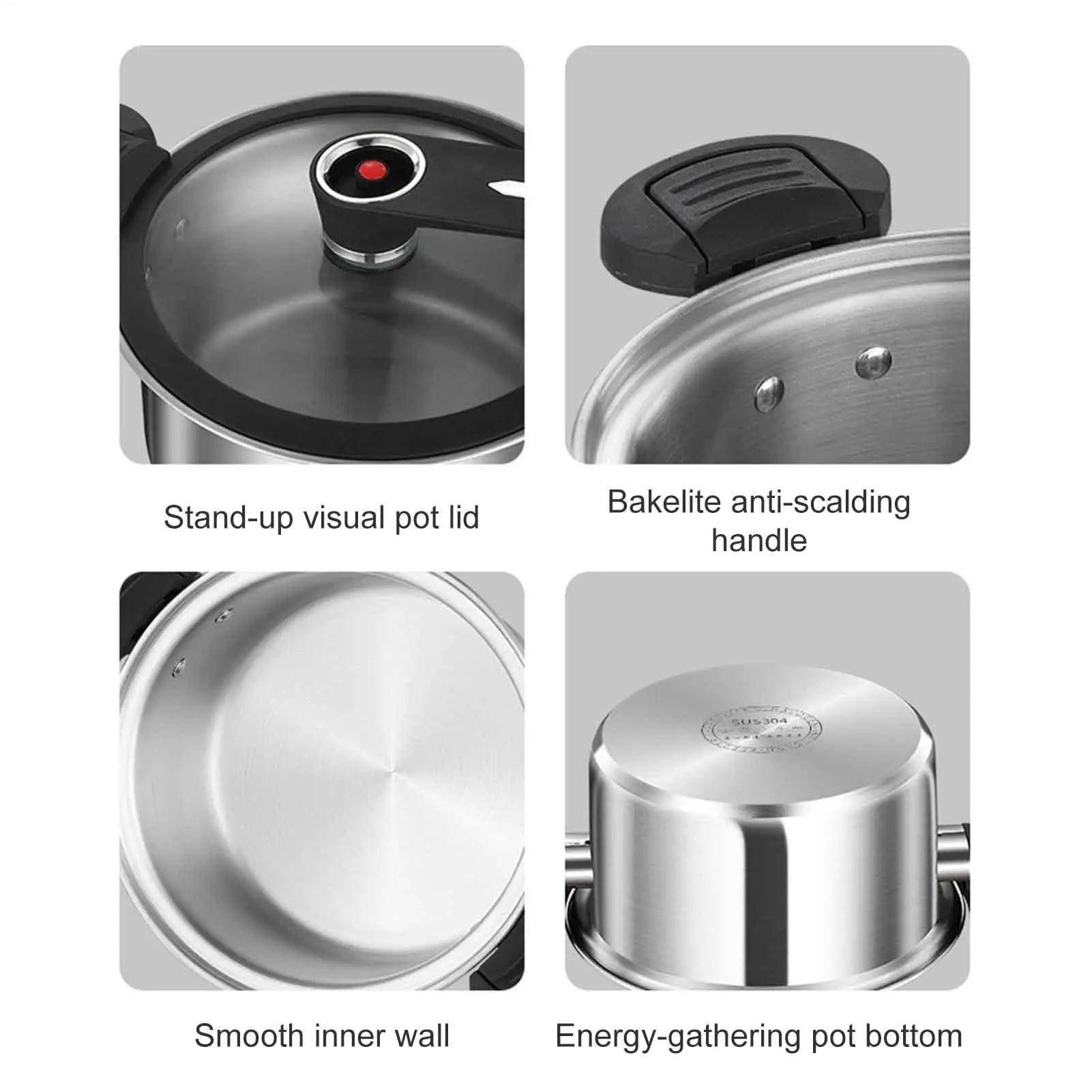 Portable Pressure Cooker Fast Cooking Stew Pot Pressure Cooker Stainless Steel Fast Cooking Multifunctional Kitchen Accessories.