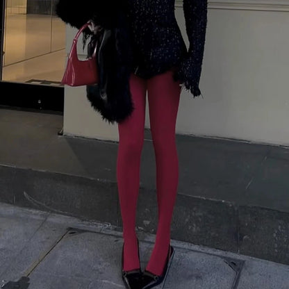 1/2Pcs Sexy Wine Red Stocking Women Girl Burgundy Thin Thick Elastic Tight Vintage Anti-Hooker Comfortable Pantyhose Accessory