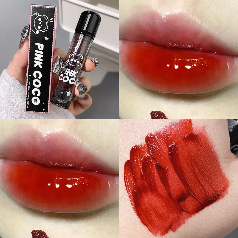 Dark Black Mirror Water Lip Gloss Moisturizing Juice Glass Tea Brown Red Lipsticks Lasting Non-stick Cup Korean Makeup Cosmetics