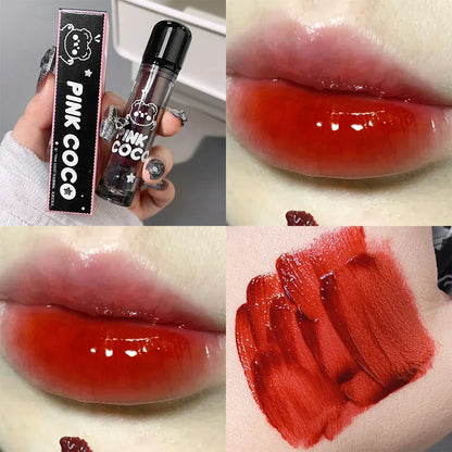 Dark Black Mirror Water Lip Gloss Moisturizing Juice Glass Tea Brown Red Lipsticks Lasting Non-stick Cup Korean Makeup Cosmetics