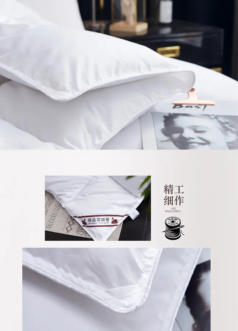 Winter Quilted Quilts Blanket 95% White Goose Down Soft Goose Down Warm Winter Duvet 거위털 이불 구스이불 거위Size King Twin Cover.