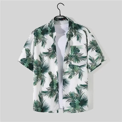 Shopee Popular Men's Loose-fit Hawaiian Vacation Beach Shirt Shorts Set Summer Casual Comfortable Clothing.