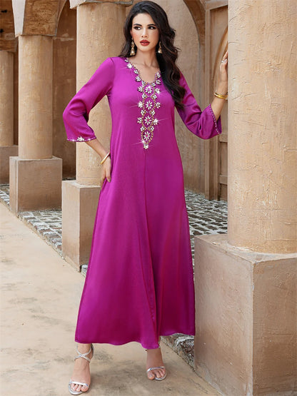 Ramadan Purple Abaya Damen Dubai Arabic Islam Prayer Clothes Muslim African Dresses For Women Kebaya Kaftan Robe Musulmane Femme.