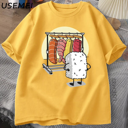 Sushi Wardrobe T Shirt Women Men Funny High Quality T-shirt Cotton Graphic T Shirts Loose Short-sleeve Pritned Tshirt Man Tops.