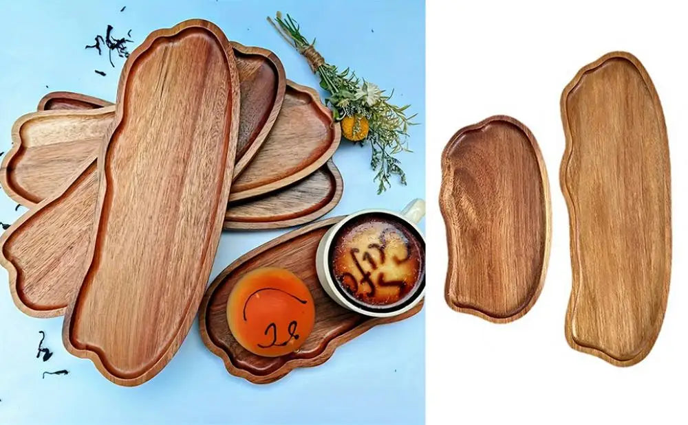 Wooden Tea Tray Cloud Shape Fruit Dessert Candy Plate Retro Tea Coffee Cup Breakfast Plate Decorative Jewelry Cosmetic Organizer.