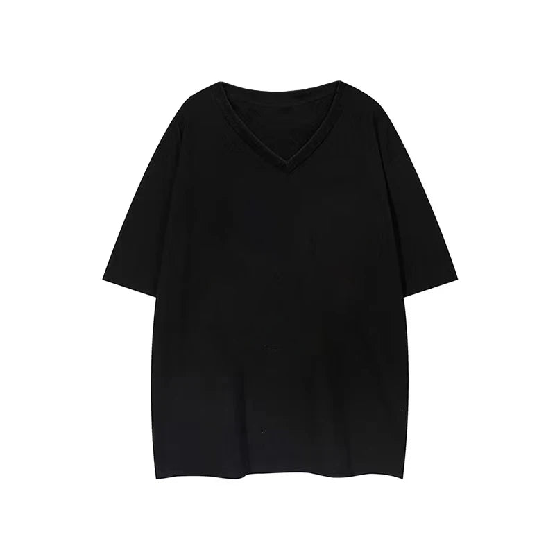 Men's T-Shirts,100% Cotton Soft,V-Neck Fashion Male Tops Tees,Short Sleeve Tee Shirt for Men Black White.