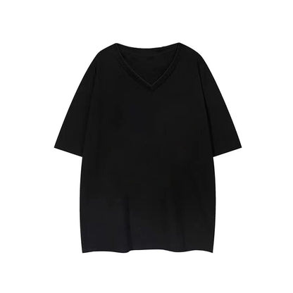 Men's T-Shirts,100% Cotton Soft,V-Neck Fashion Male Tops Tees,Short Sleeve Tee Shirt for Men Black White.