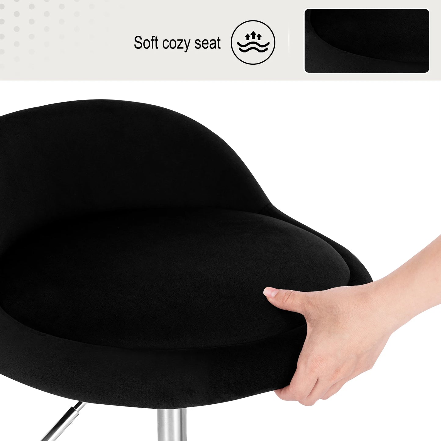 WOLTU Drehbarer Bürostuhl mit Rollen, höhenverstellbarer Computerstuhl mit niedriger Rückenlehne, Arbeitsrolle, Rocker-Schminkhocker