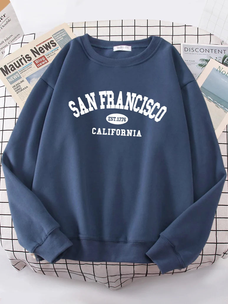 Sanfrancisco Est.1776 California Letter Street Hoodies Women Street Fit Hoodie Hipster Oversized Hoody hip hop All-match Top.