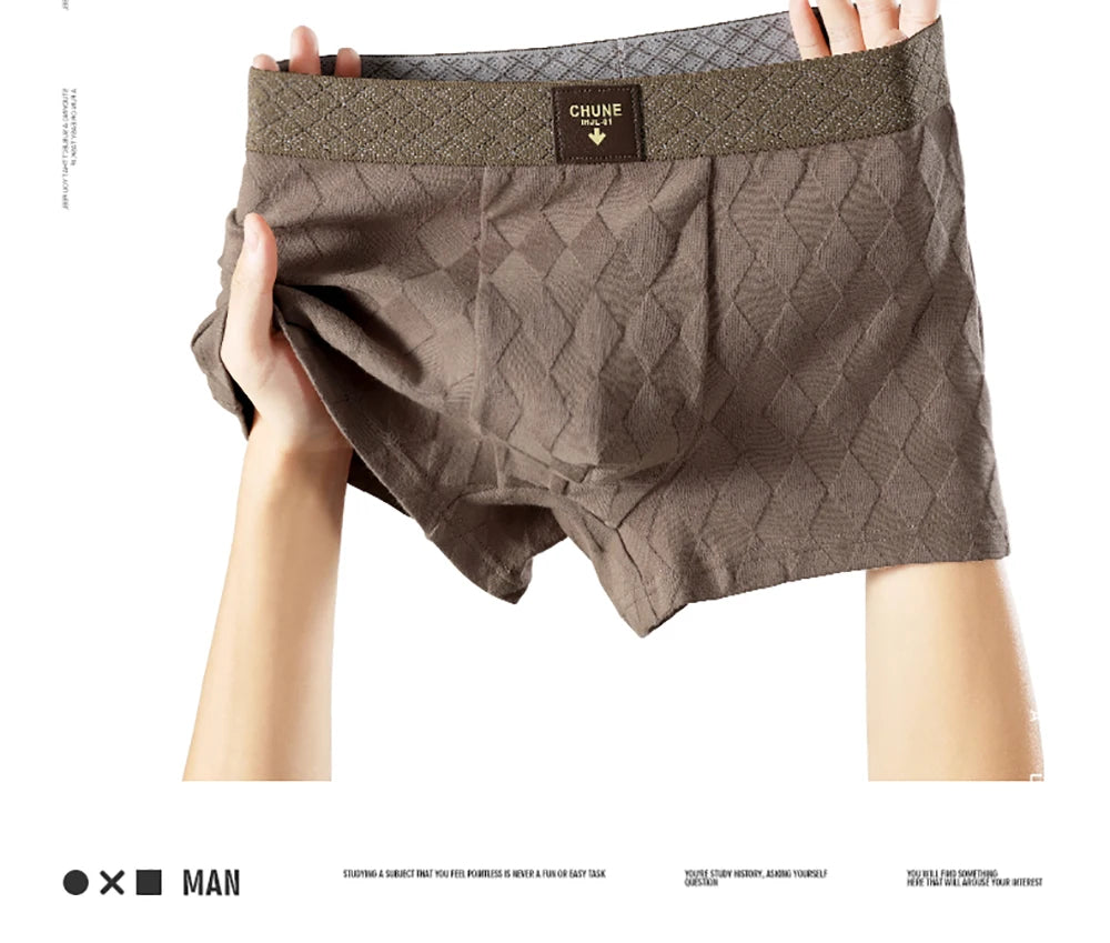 3 Teile/paket 100% Baumwolle Solide Raute Unterwäsche Atmungsaktive Antibakterielle Mesh Schritt Boxer Mann Hohe Elastische Wiast Männer der Höschen