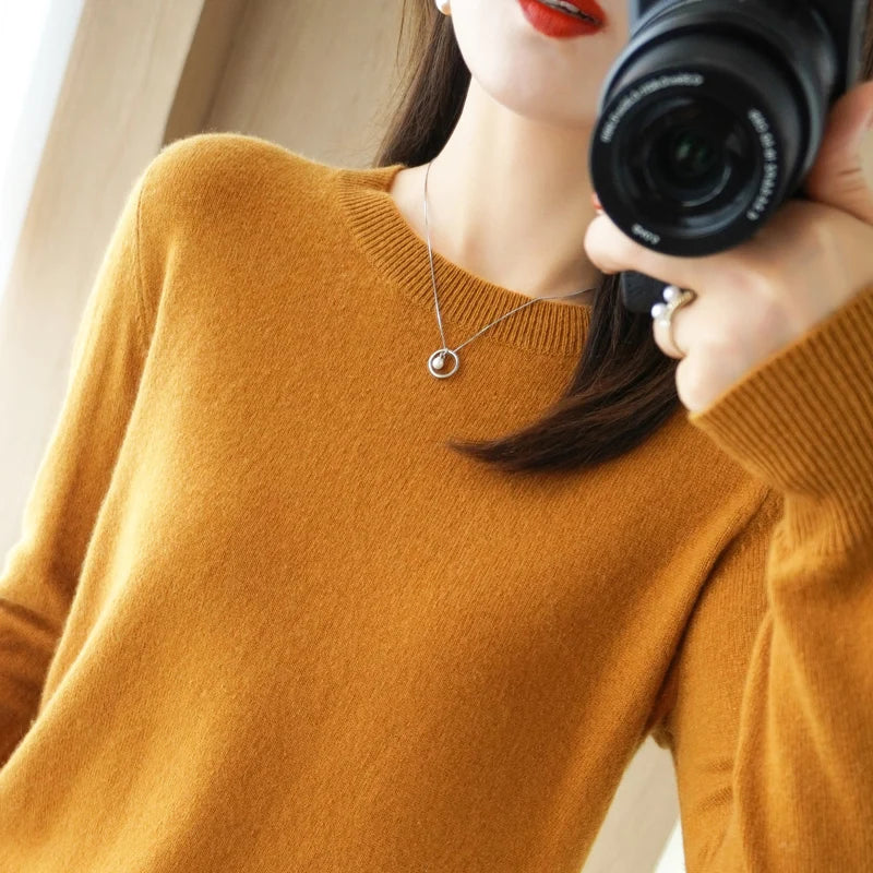 Frauen Pullover Herbst Winter Lange Hülse O-ansatz Pullover Warme Bodenbildung Shirts Koreanische Mode Pullover Strickwaren Weiche Jumper.