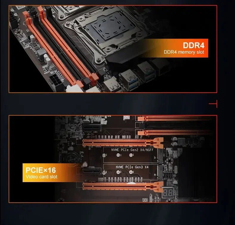 SOYO X99 Dual CPU Gaming Motherboard Kit lntel Xeon E5 2680 V4*2&DDR4 32GB (4*8GB) LGA2011-3 M.2 NVME for Desktop Computer Host.