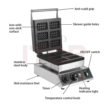 ITOP Commercial Electric Waffle Machine Sandwich Plum Crisp Donut Maker Food Shaper French Waffle Maker Non-stick Coating