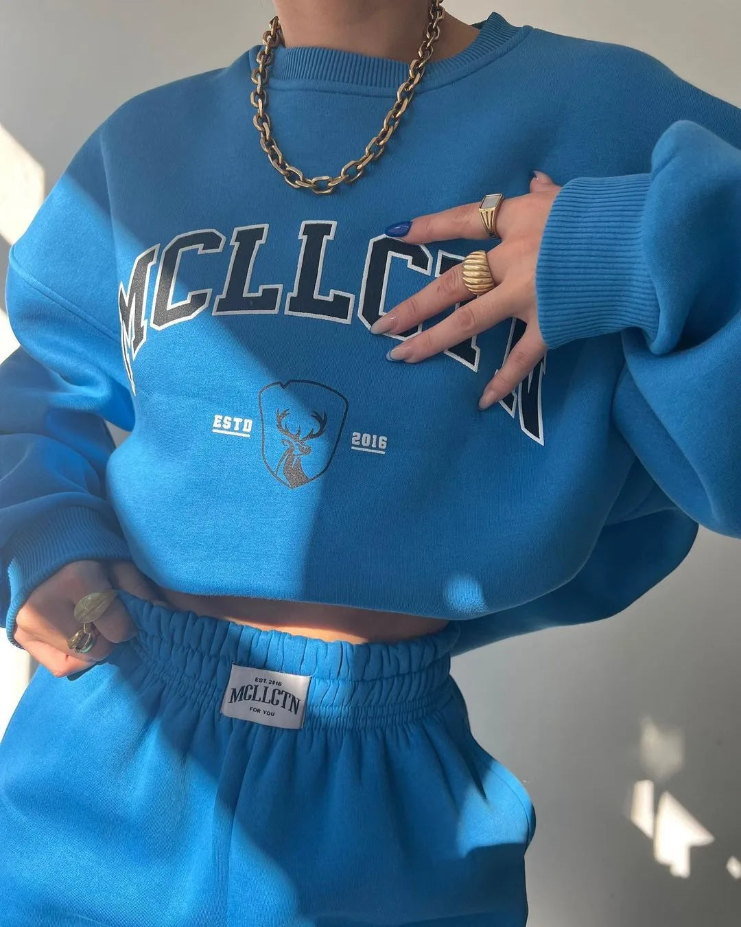 Warm Suit Autumn Winter Women Solid Set Elegant O-neck Pullover Hoodie And Pocket Trousers Two-Piece Set Lady Casual Loose Sets