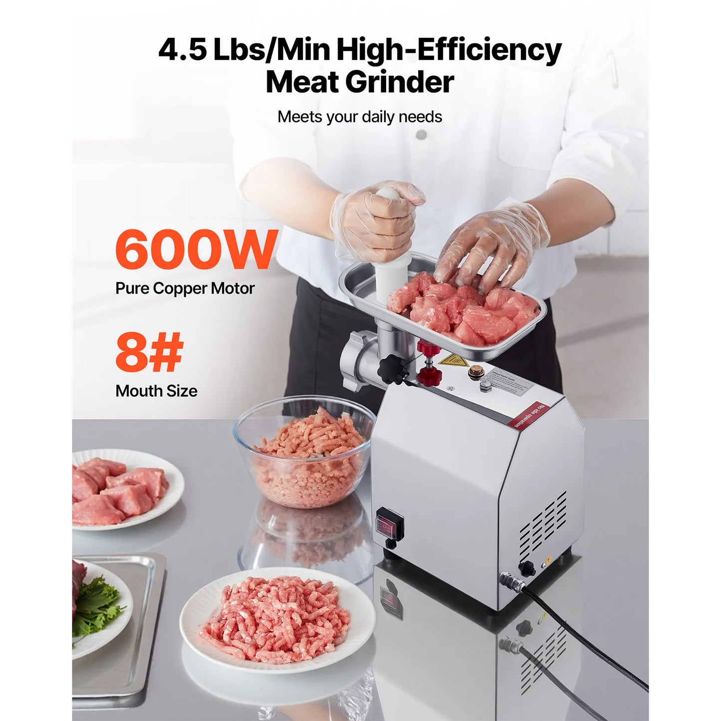 SucceBuy Meat Grinder 4.5 Lbs-9.2Lbs/Min Capacity Electric Meat Mincer w/ Blade Grinding Plate Sausage Maker for Kitchen Home.