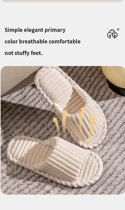 Herren-Hausschuhe mit offener Zehenpartie, Herbst und Winter, rutschfest, atmungsaktiv, Schlafzimmer, geräuschlos, Paar-Hausschuhe für Frühling und Herbst.