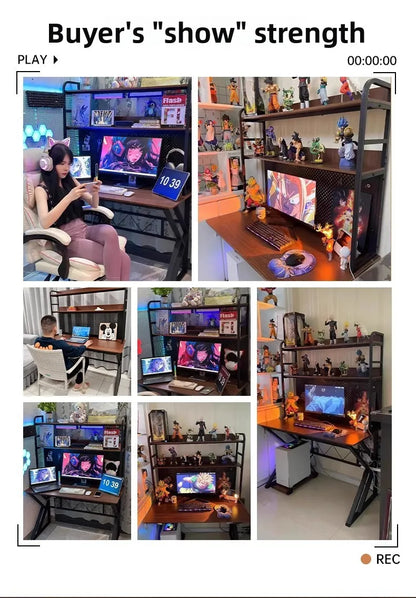 Schreibtisch, Bücherregal, integrierter Schreibtisch mit Lochbrett, Schlafzimmer, E-Sport-Tisch, Desktop-Computertisch