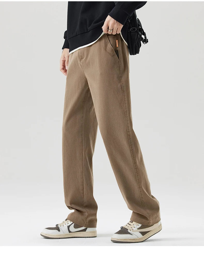 Men's Loose Straight Lyocell Wide Leg Trousers 2025 Autumn Winter Drape Comfortable Versatile Casual Pants Plus Size 5XL