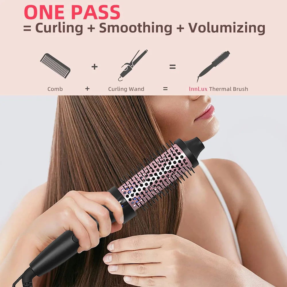 1.5 Inch Thermal Brush Ionic Heated Round Brush Curling Iron Negative Ion Volumizing Hot Brush Ceramic Electric Hair Brushes.