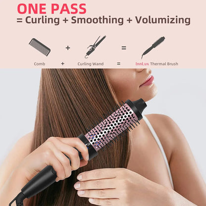 1.5 Inch Thermal Brush Ionic Heated Round Brush Curling Iron Negative Ion Volumizing Hot Brush Ceramic Electric Hair Brushes.