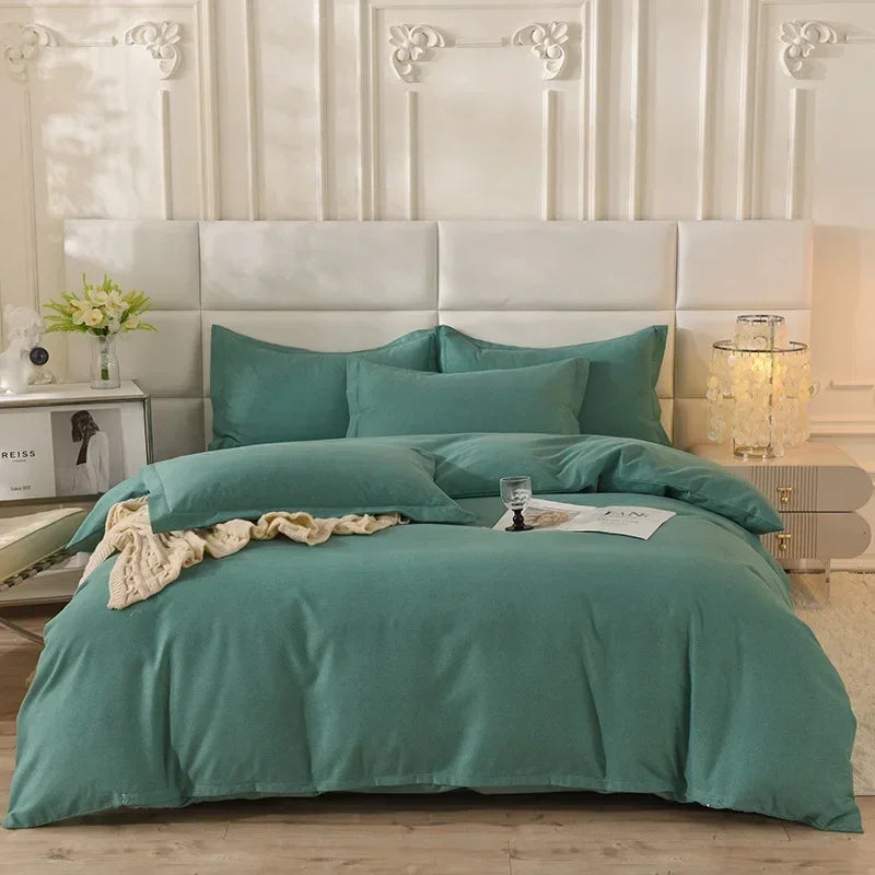 2024 new light luxury solid color thickened cotton abraded four-piece set, pure cotton warm, available in autumn and winter