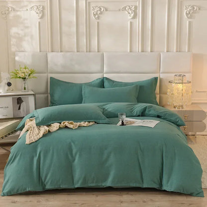 2024 new light luxury solid color thickened cotton abraded four-piece set, pure cotton warm, available in autumn and winter