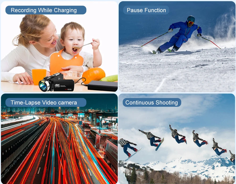 Ouelife 4K Digital Photography Camera 42 Megapixels HD Digital Camera 18X Digital Zoom 3.0'' screen Portable Video Recorder.