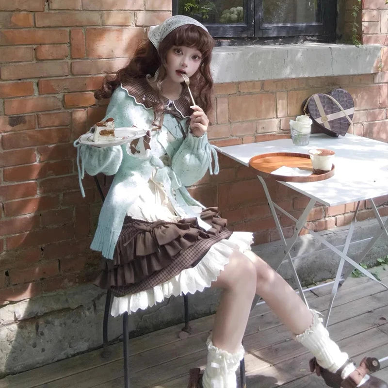 Japanese Sweet Lolita Mini Skirts Women Y2K Kawaii Lace Patchwork Bow Cake Skirt Femme High Waist Preppy All Match A Line Skirts.