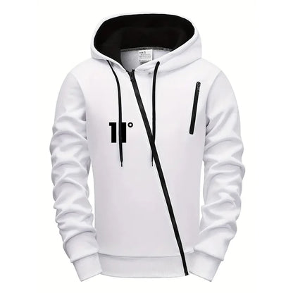 Fashion Autumn Winter Hoodie Comfort Single Sweatshirt Top Pants Men Versatile Diagonal Zipper Jacket Casual Jogging Sport Daily.