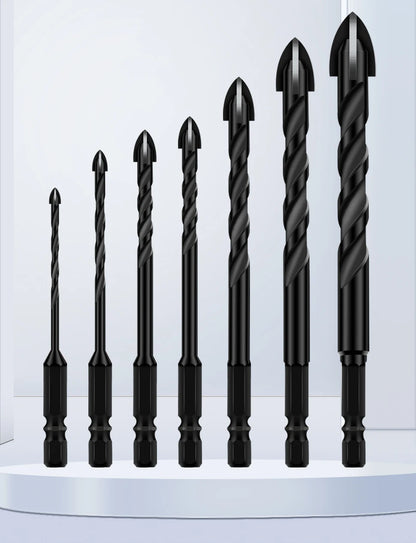 Kreuz-Sechskant-Fliesenbohrer für Glas, Beton, Keramikfliesen, Lochöffner, Tunstenkarbid, Hartmetall-Bits-Set, Werkzeuge, 3, 4, 5, 6, 8, 10, 12 mm