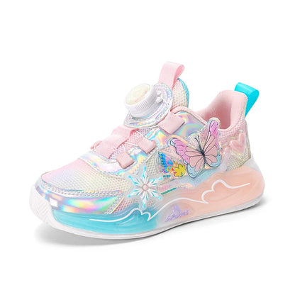 Cute Girls Sneaker Children Shoes Pink Purple Butterfly Printed Kids School Running School Sneaker Sports Tennis Shoes for girl