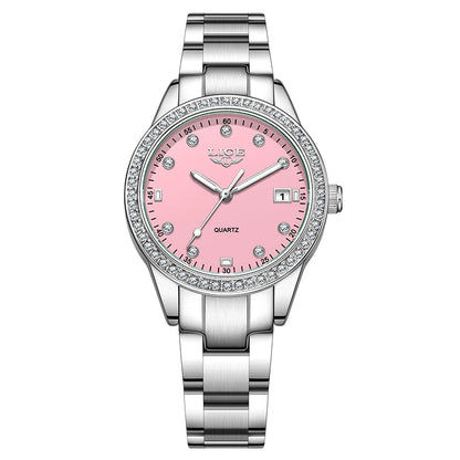 LIGE 2025 Diamond Women's Watch Fashion Elegant Quartz Wristwatches Waterproof Steel Strap Watch For Ladies Gifts Reloj Mujer
