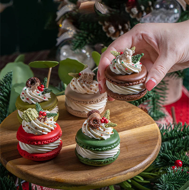 Gefälschte Kuchen Simulation Weihnachten Macaron Kuchen Modell Künstliche Desserts Ornamente Weihnachten Party Fenster Display Fotografie Requisiten.