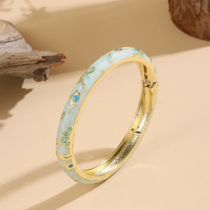 FTCY Vintage Bracelet For Women Small Flower Ethnic Style Cloisonne Bangles Women's Elegant Jewelry Gifts.