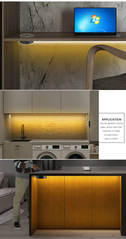 24V LED Strip High Quality Black Silicone LED Neon Light Tube Touch Motion Sensor Switch DIY Kitchen Cabinet Bedroom Backlight.