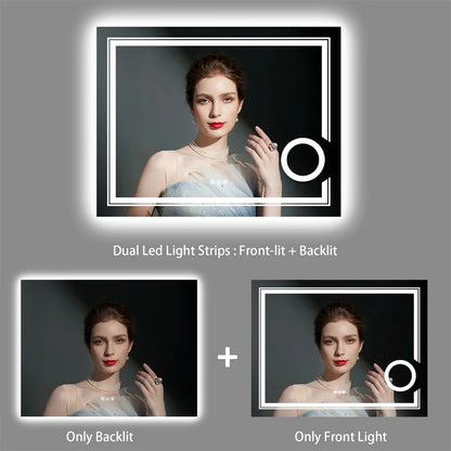 LUVODI LED-Spiegel für Badezimmer, Wandmontage, Vergrößerungsspiegel für Waschraum, Toilette, Dusche, Waschtisch, Make-up, Rasierspiegel