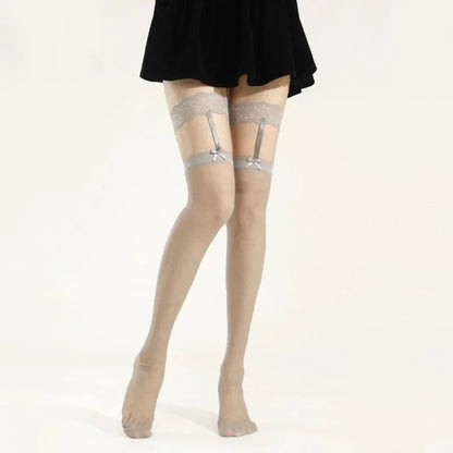 Over-Knee Lace Leg Ring Sexy Black Stockings Women's Thin Model Heart Butterfly Knot Cross-Border Special Use Stockings.