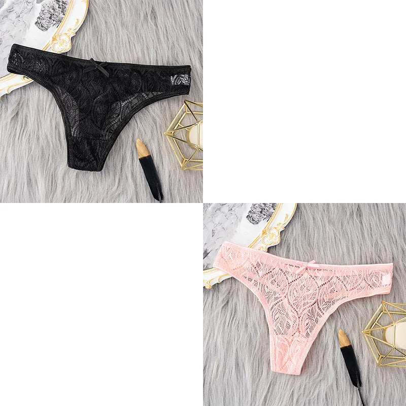 2 Pcs/Set Hot Sale Panties Women Sexy G String Lace Lingerie For Women Fashion Low Waist Thongs Soft Intimate Lady Underwear.