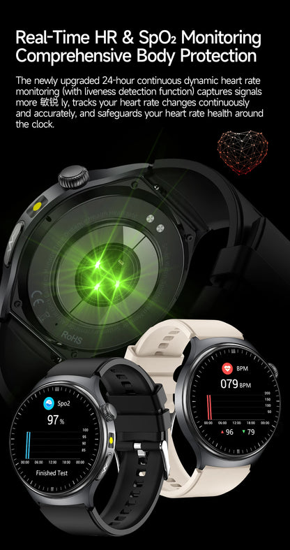 1.43'' HD Sapphire Smart Watch Bluetooth Call Blood Fat Uric Acid Heart Rate Body Analysis Five Organs Health Smartwatch Men Wom.