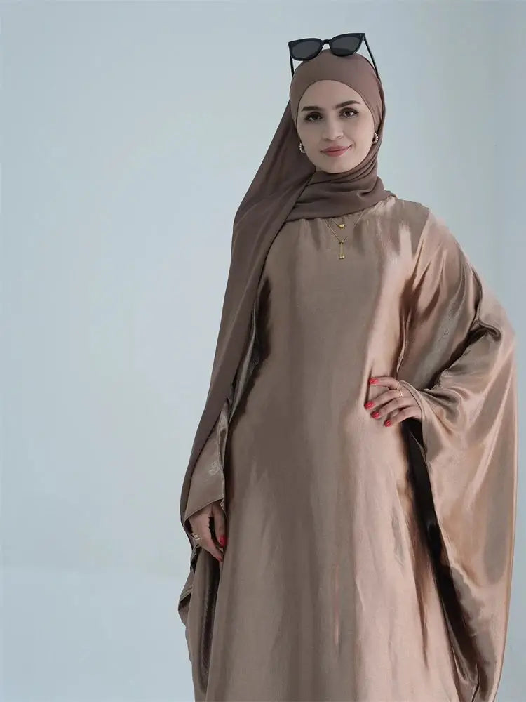 Eid Batwing Satin Shimmer Soft Crepe Abaya Dubai Luxury 2024 Islam Muslim Maxi Kaftan Dress Kebaya Abayas For Women Vestidos