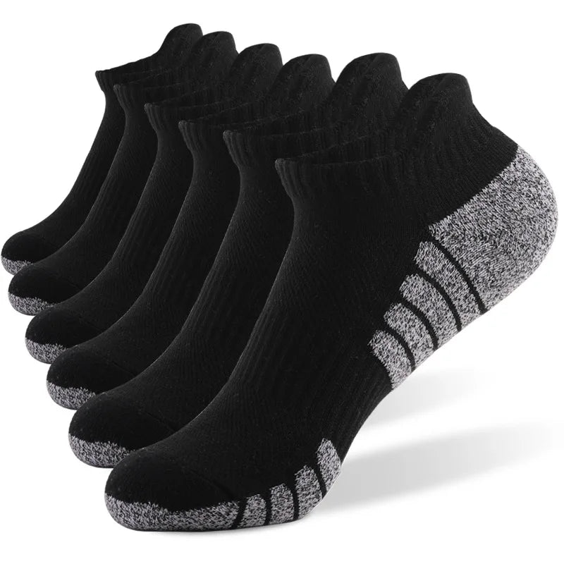 3pairs thickened towel bottom running socks mesh boat socks non-slip breathable sports socks Low cut Men's socks Women's socks.