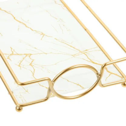 Bathroom Bathroom Trays with Iron Frame Perfume Tray for Dresser Bathroom Countertop Tray Makeup Organizer Cosmetics Storage.