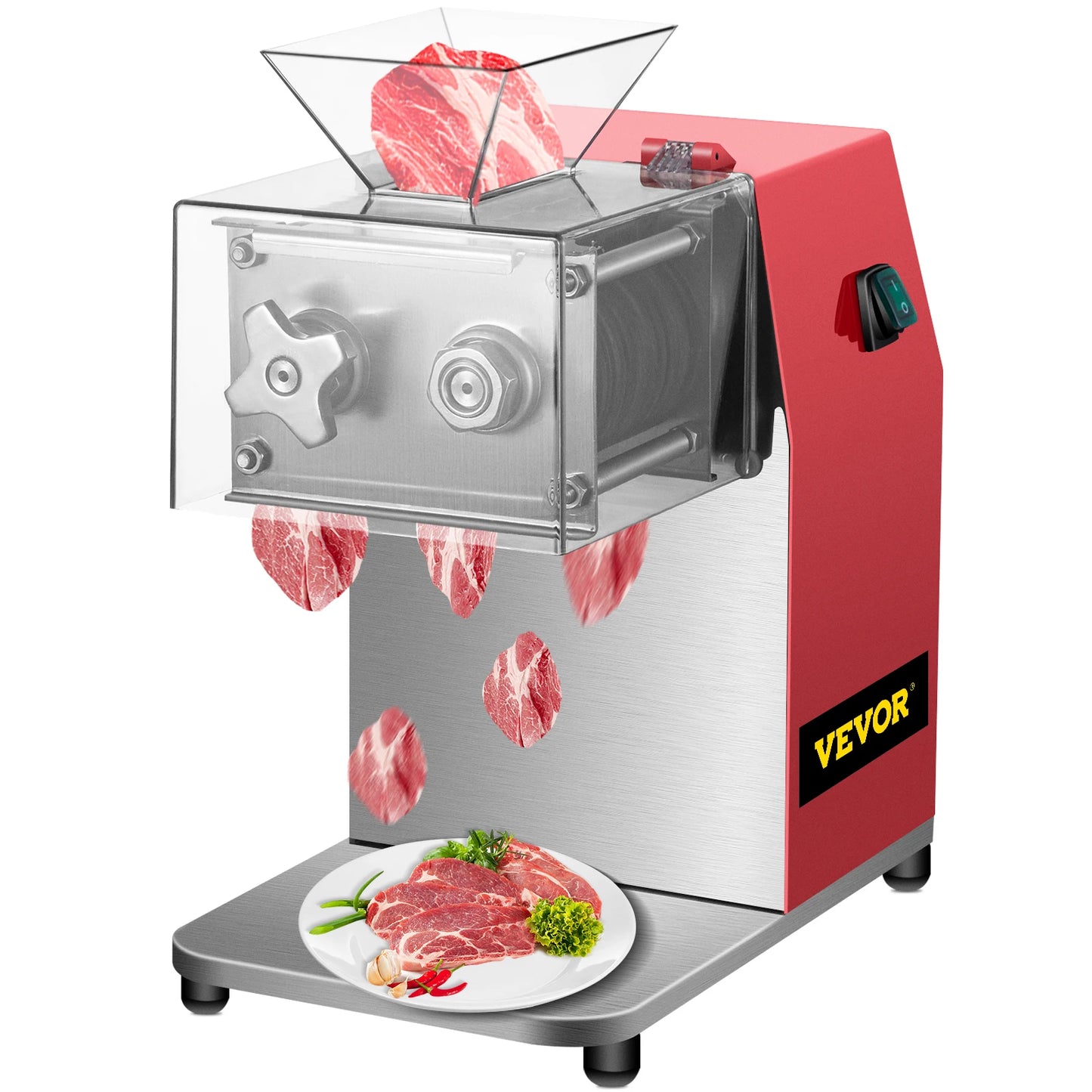 SucceBuy 250kg/H Commercial Electric Meat Slicer Grinder Vegetable Cutter Shred Machine 850W Home Automatic Food Chopper Chipper.