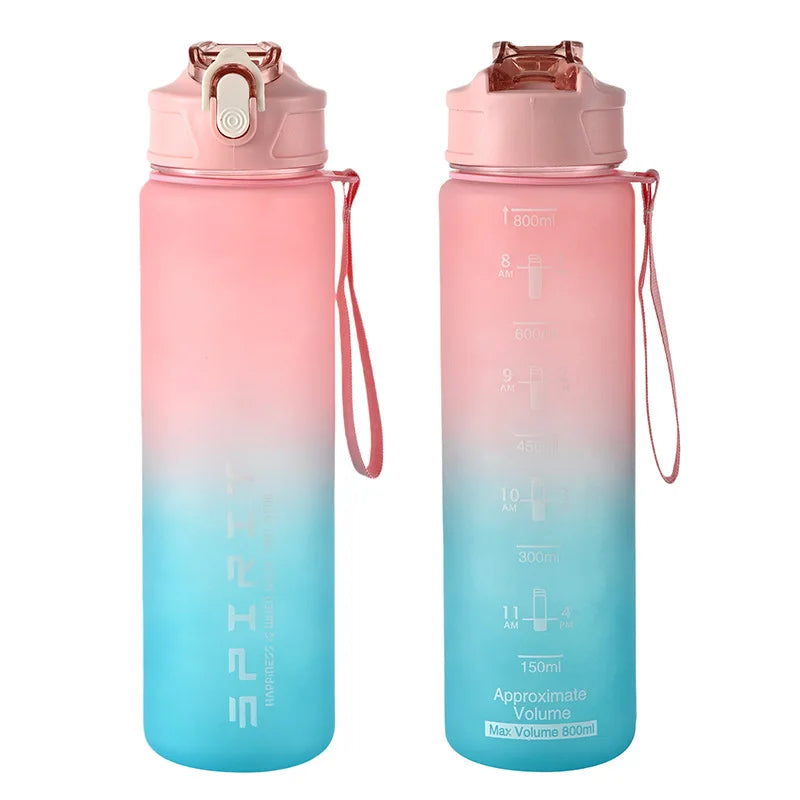 1PCS 800ML Large Capacity Sports Water Bottle Leak Proof Colorful Plastic Cup Drinking Outdoor Travel Portable Gym Fitness Jugs.
