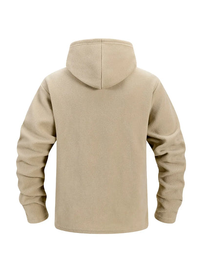 Men's Polar Fleece Zipper Hooded Jacket Autumn Winter Thermal Warm Work Coats Full-Zip Up Windproof Outdoor Hoodie Sweatshirt.