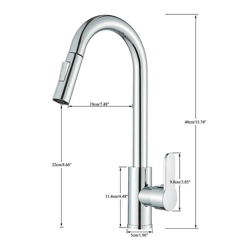 Kitchen Sink Cold Hot Water TapPull Out Kitchen Faucets 360° Rotation Kitchen Mixer Tap Single Lever Mixer Tap